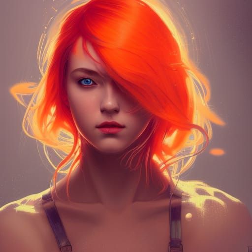 Neon-Lit Girl Portrait in Hyperdetailed Style