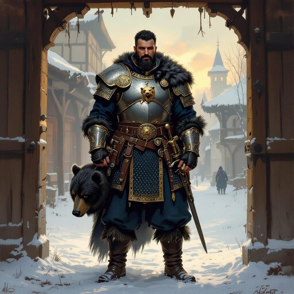 Kislevite Warlord Portrait in Oil Painting Style