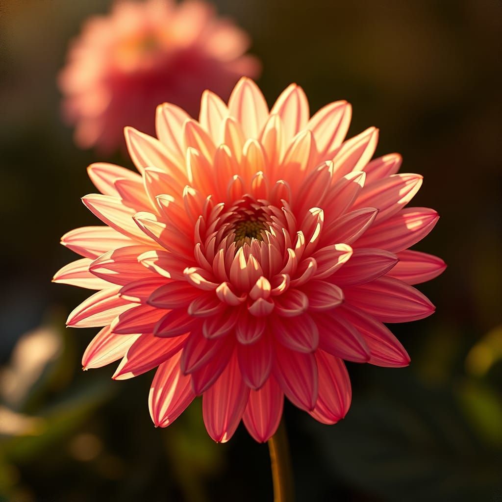 Chrysanthemum in Golden Light: Impressionist Botanical Art