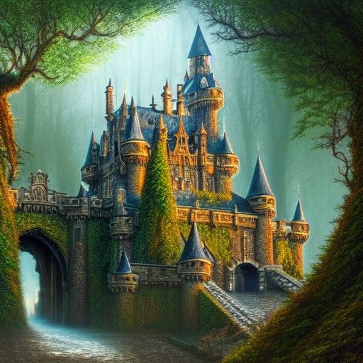 Hyperdetailed Magical Castle Digital Painting