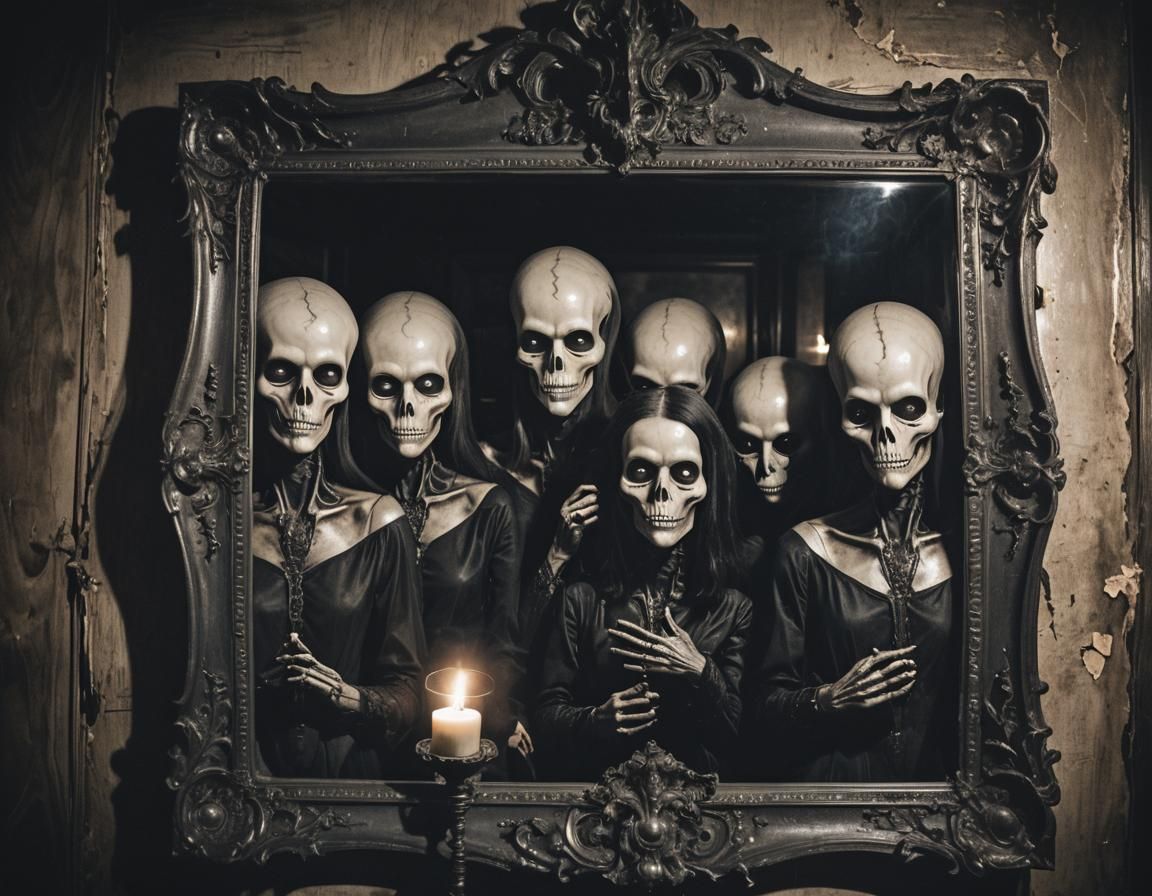 Eerie Mirror Reflects Ghosts in Dark Academia Style