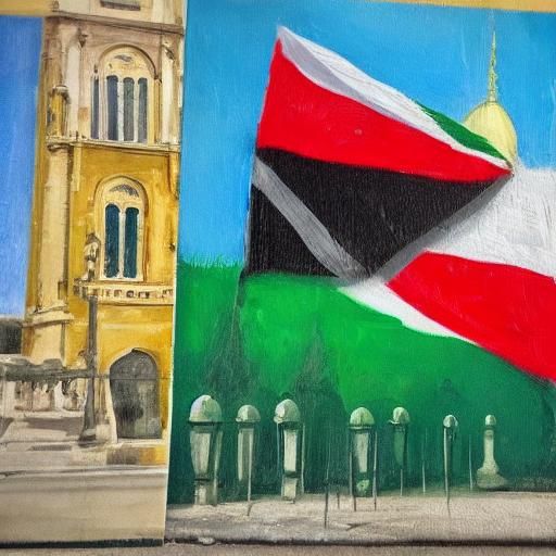 Peaceful Protest with Palestinian Flag Concept Art