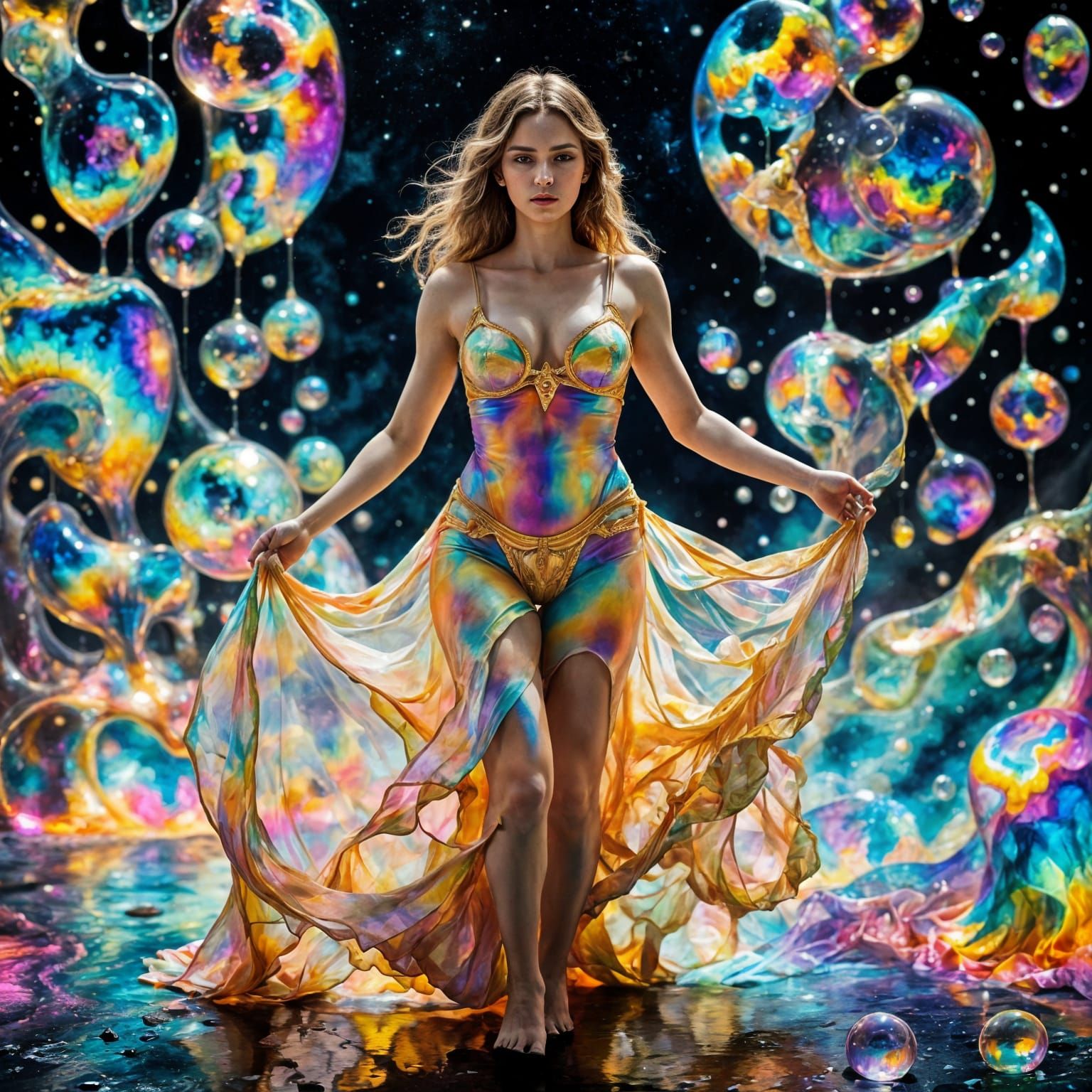 Prismatic World Reflecting Light in Hyperkraximalismus Style