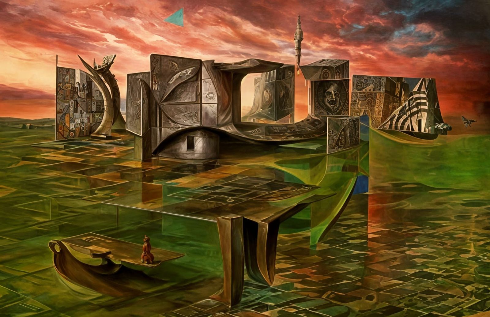 Surreal Pirate Soars on Flying Dutchman, Surrounded by Shift...