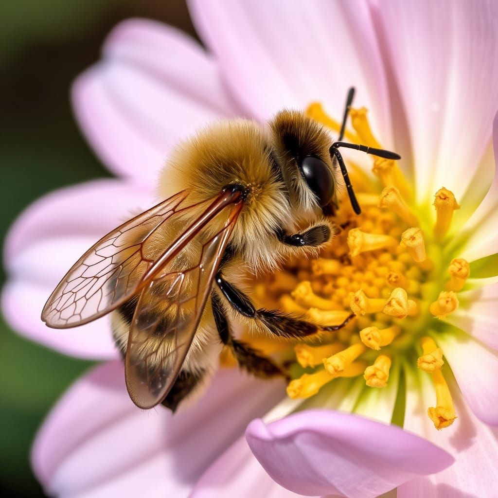 Bee in a Delicate Floral Scene
