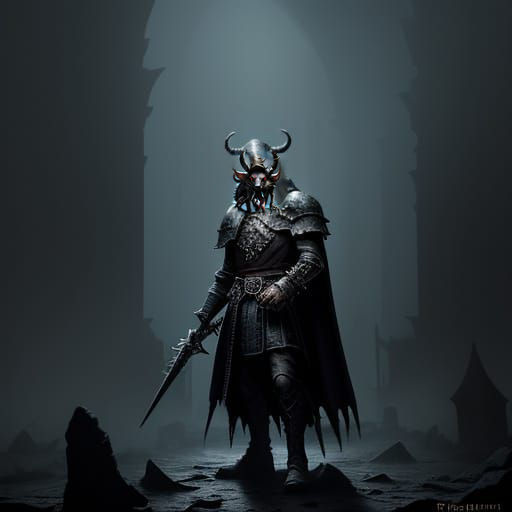 Gothic Skaven Warrior in Ruined Cathedral