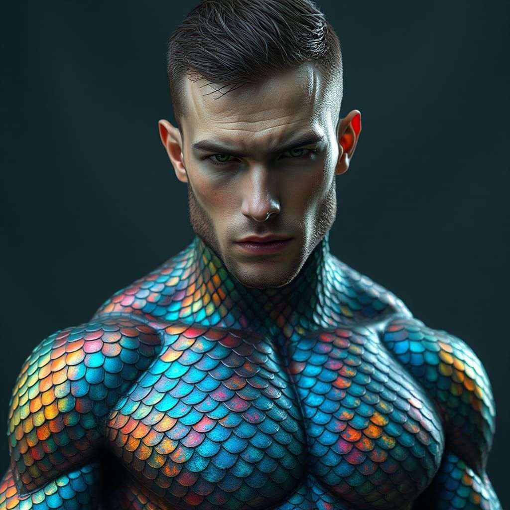 Iridescent Fish Scale Bodypaint: Hyper-Realistic Fantasy Art