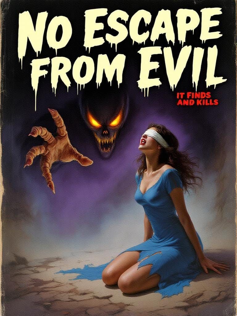 Sinister Figure Threatens Woman: Retro Horror Art