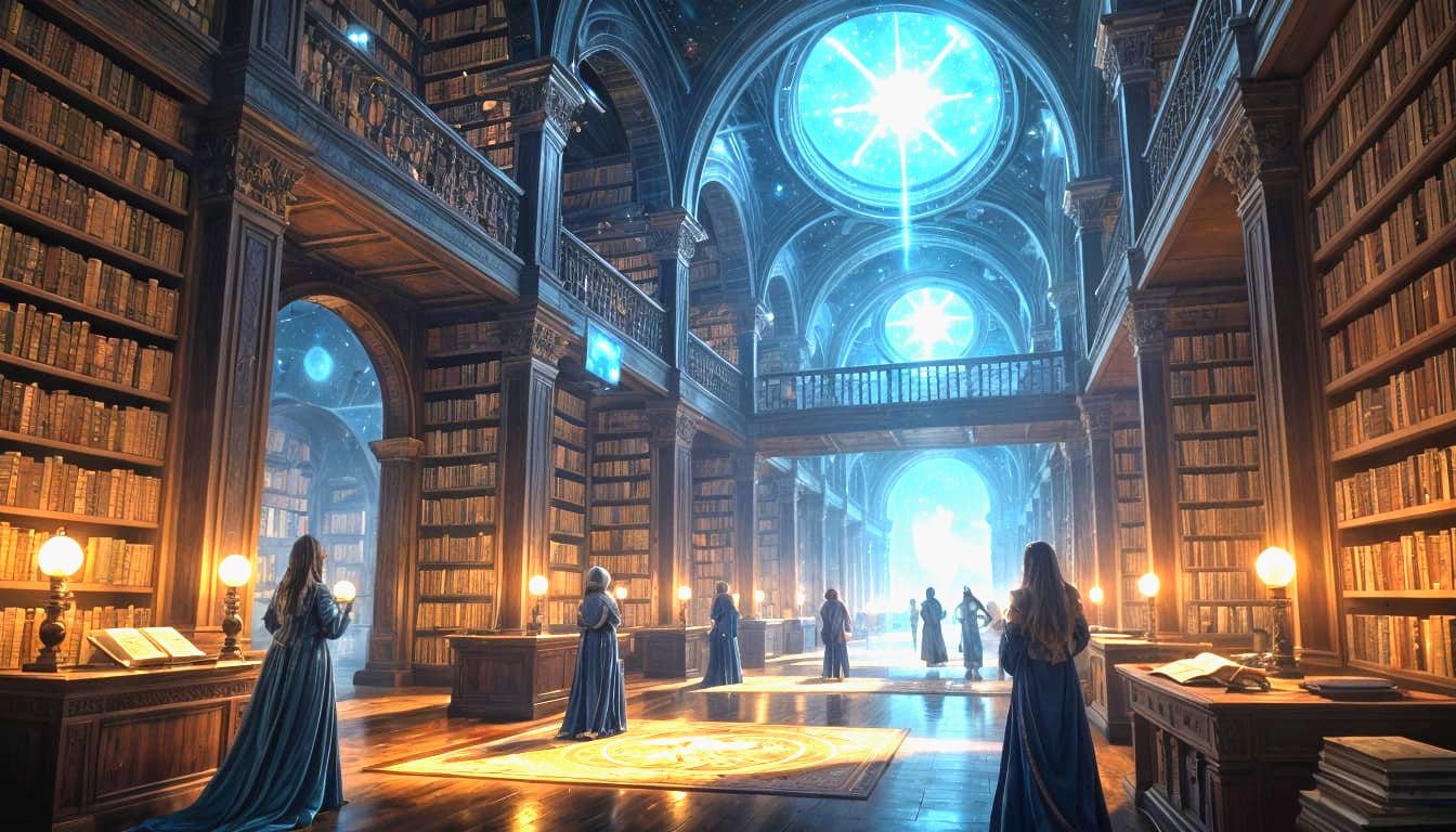 Celestial Library of Ancient Knowledge: Digital Painting