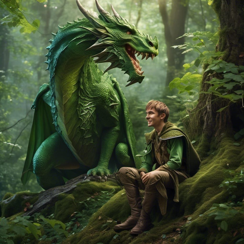 Elven Scout's Surprising Dragon Encounter: Realistic Photo