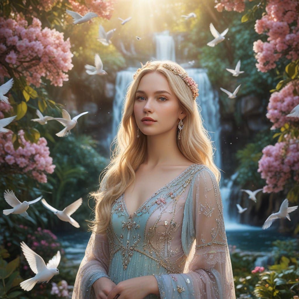Ethereal Pleiadian Goddess in Garden of Eden