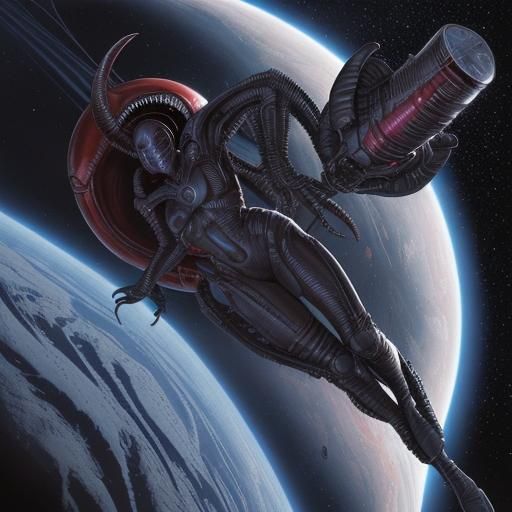 Xenomorph Adrift in Space: Comic Book Art