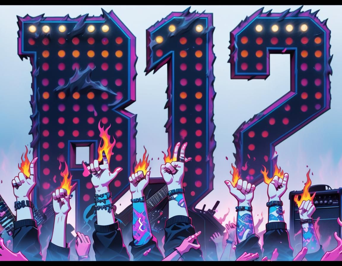 K-Pop Band as Metal Rock Cartoon in Pop Art Style