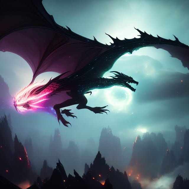 Majestic Galaxy Dragon Soaring Through Space