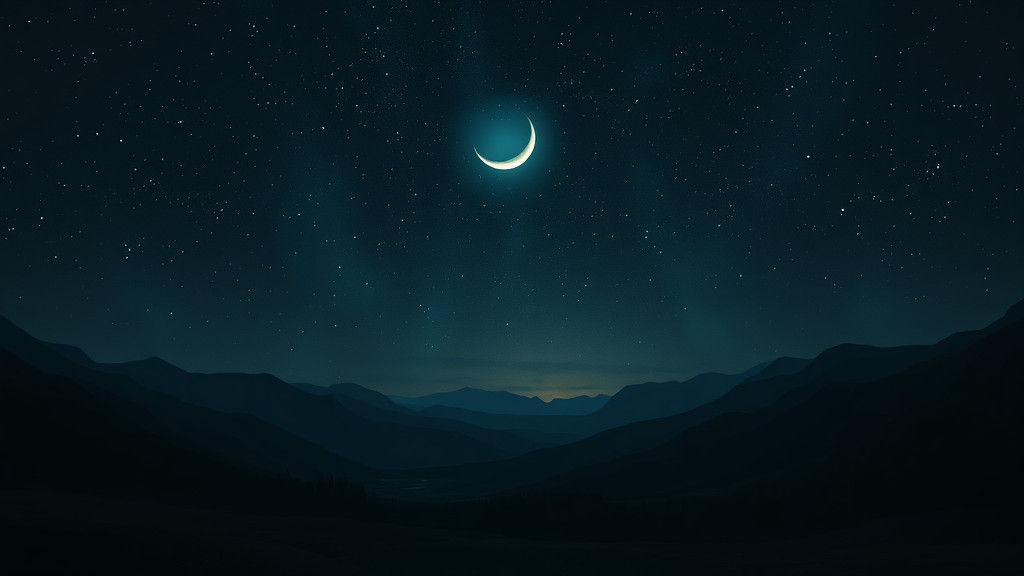 Mystical Night Scene with Starry Sky, Dramatic Landscape