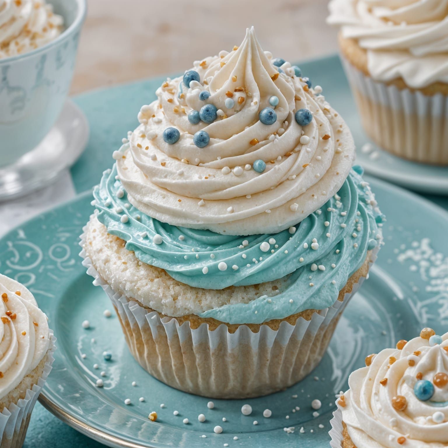 Elegant White Russian Cupcake with Boba Toppings