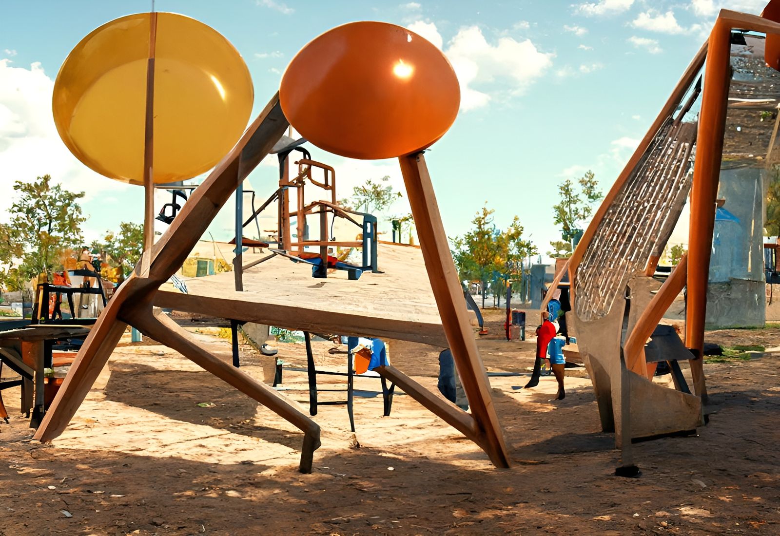 Children Playing: 3D Rendered Playground Scene