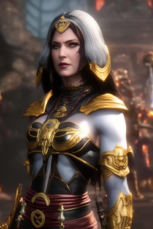 Goddess of Death Rides Buffalo: Hyperdetailed Concept Art