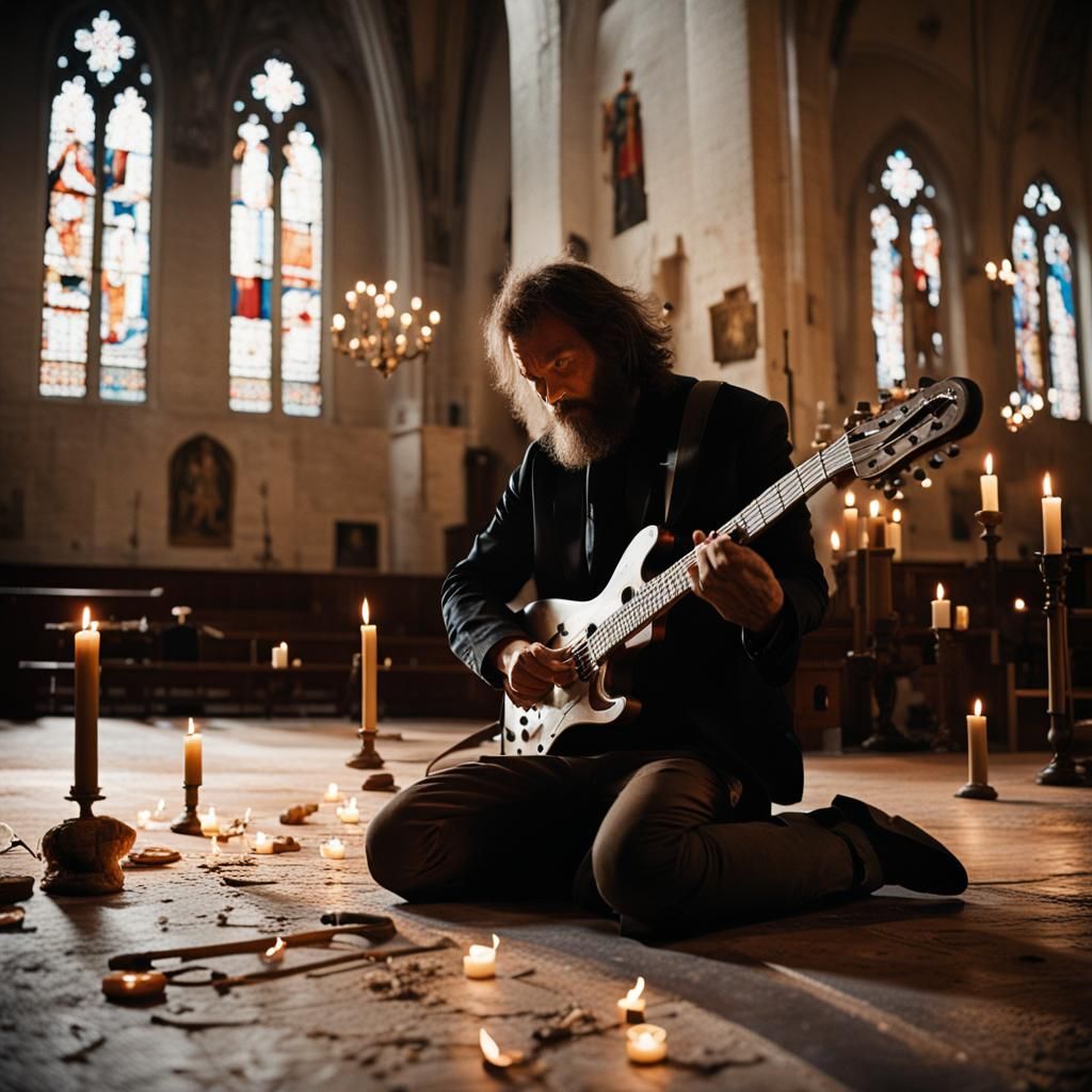 Rocking Priest Plays Cross Guitar in Church