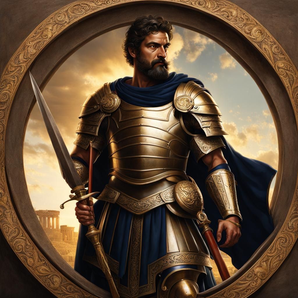 Armored Greek Philosopher: Strength and Wisdom