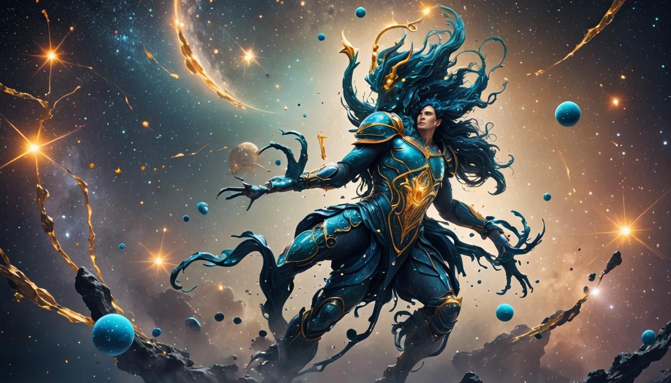 Colorful Aquarius Constellation in Deep Color Fantasy Art