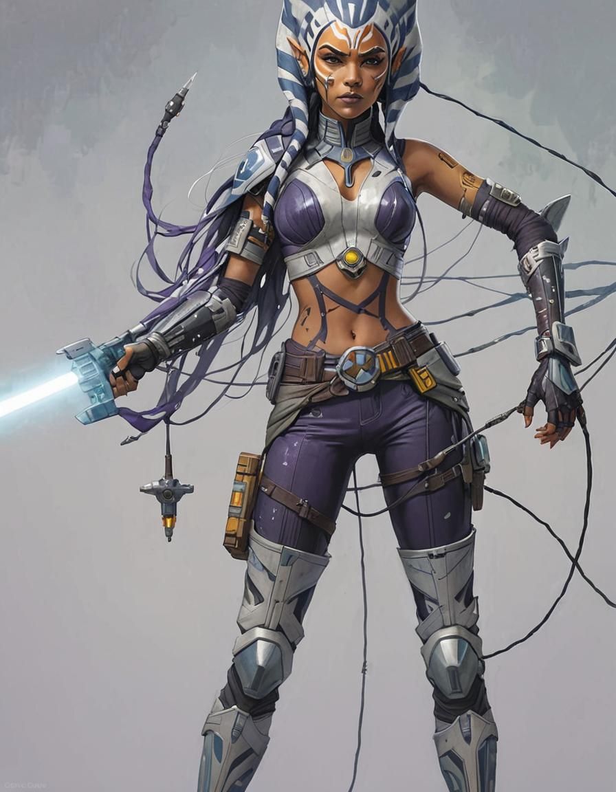 Dark Fantasy Ahsoka Portrait in Art Nouveau Style