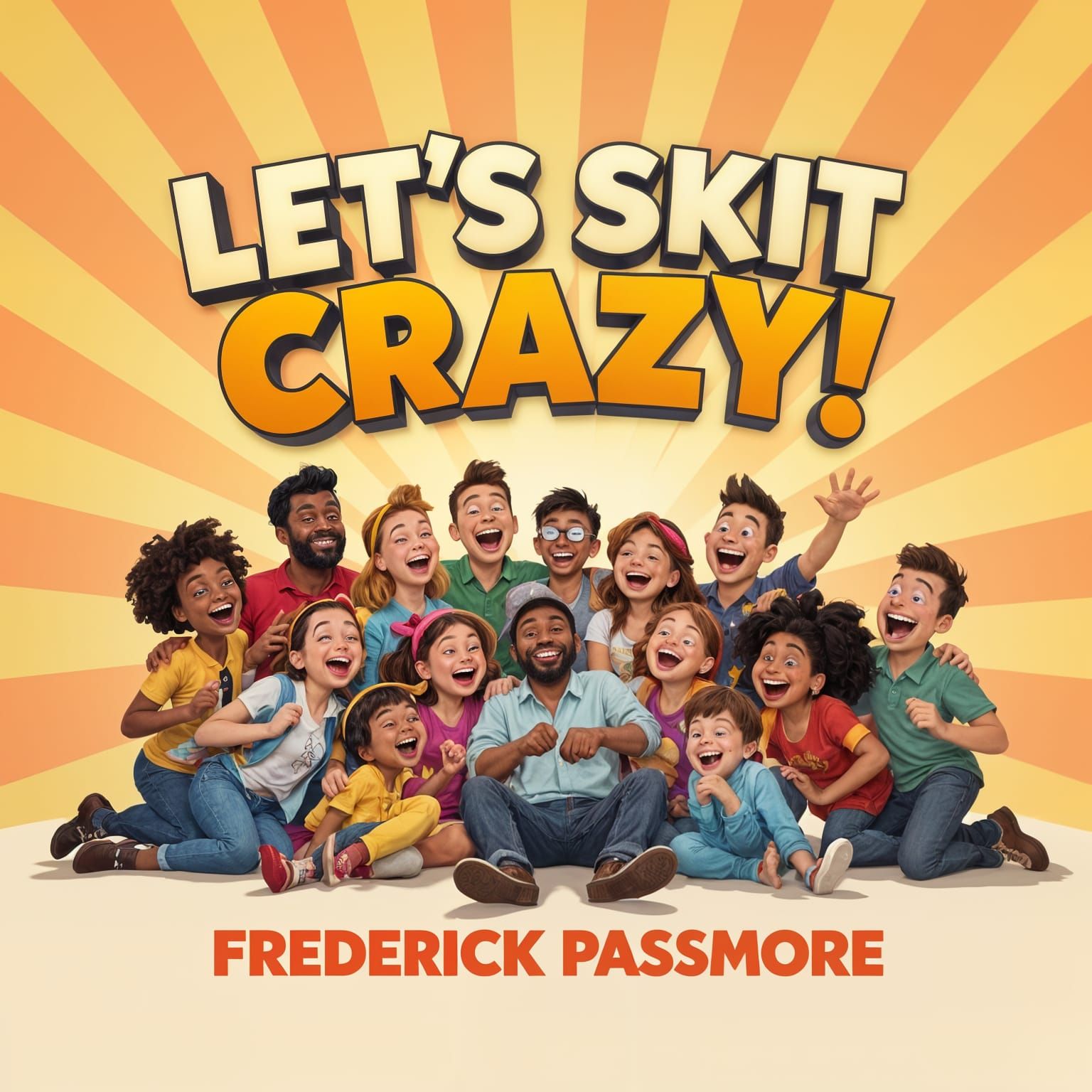 Joyful Cartoony People Laughing Wildly in Vibrant Digital Ar...