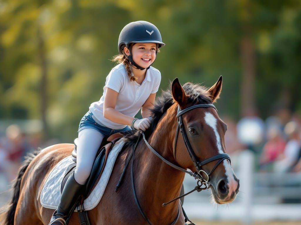 Young Equestrian in Motion, Show Jumping in Action