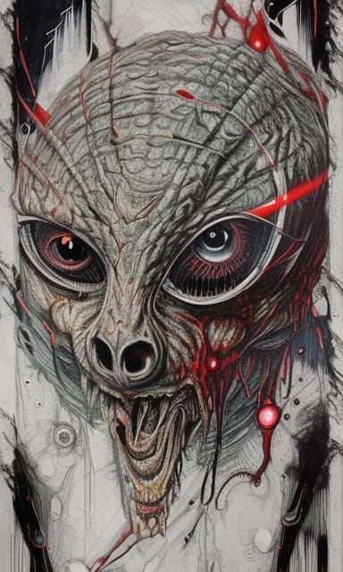 Reptilian Eyeball Creature: Dark Horror Concept Art