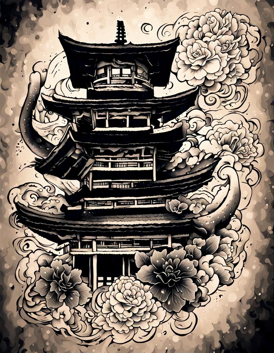 Noir-Style Japanese Tattoo Design