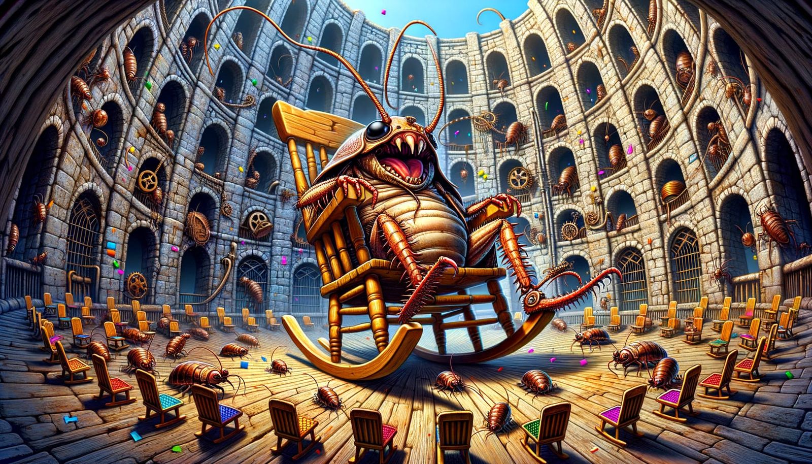 Steampunk Cockroach Party in Crumbling Dungeon