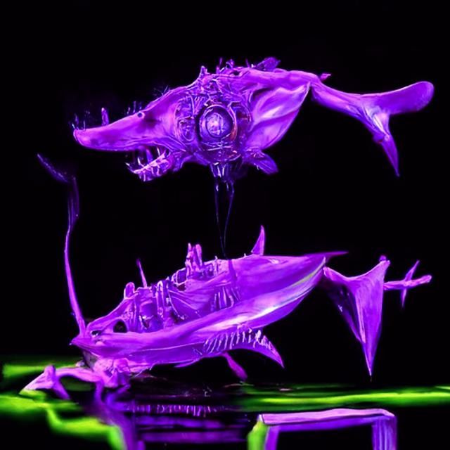 Hi-Tech Shark vs Megalodon in Solar-Punk Style