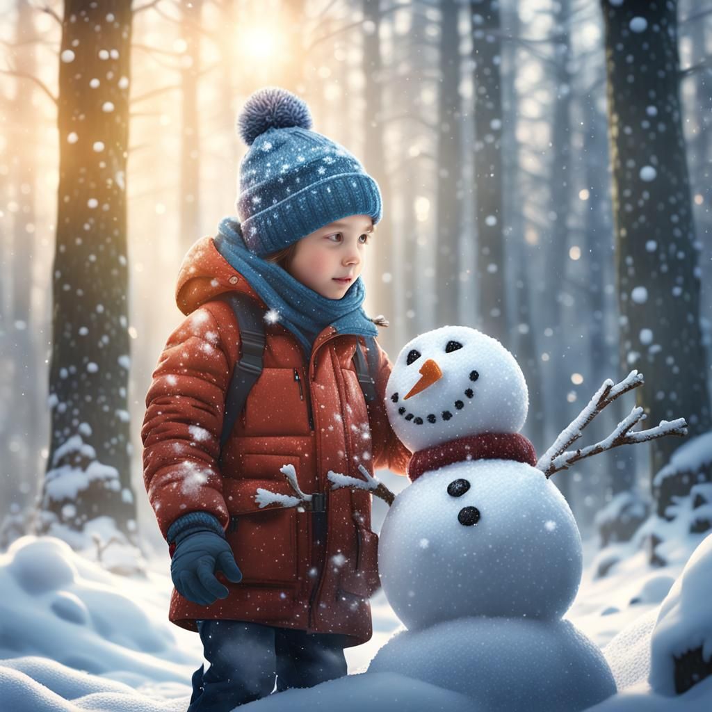 Whimsical Winter Wonderland Scene in Hyper-Realistic Digital...