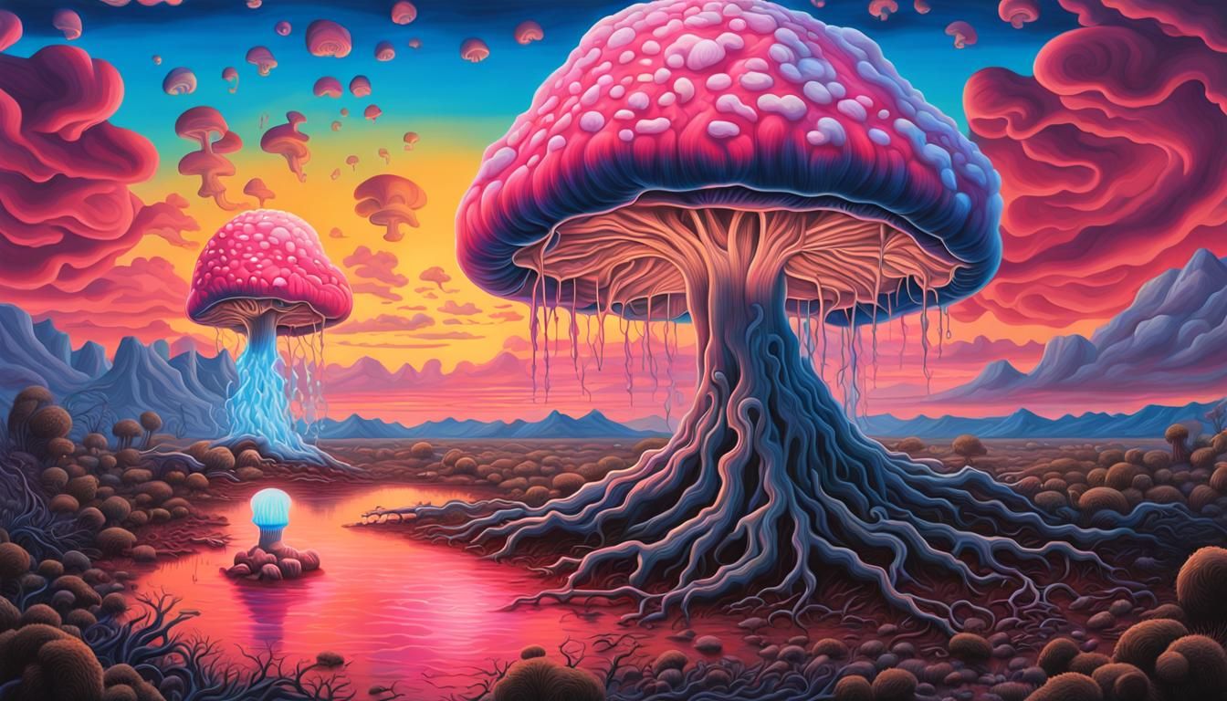 Surreal Nuclear Explosion in Escher Style