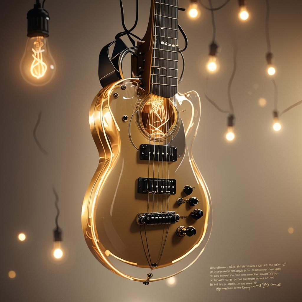 Light Bulb Guitarist on Stage in Digital Art