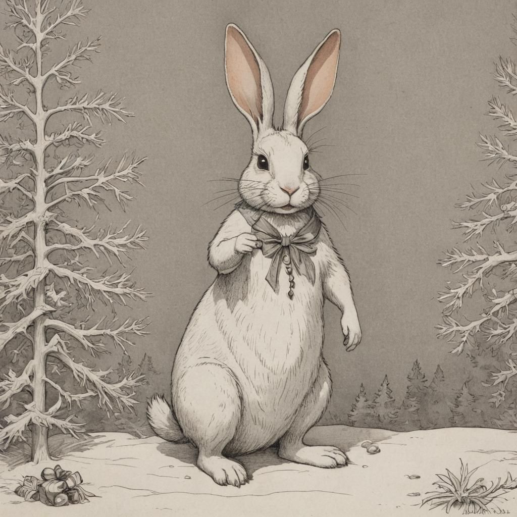 Christmas Rabbit in Winsor McCay Style