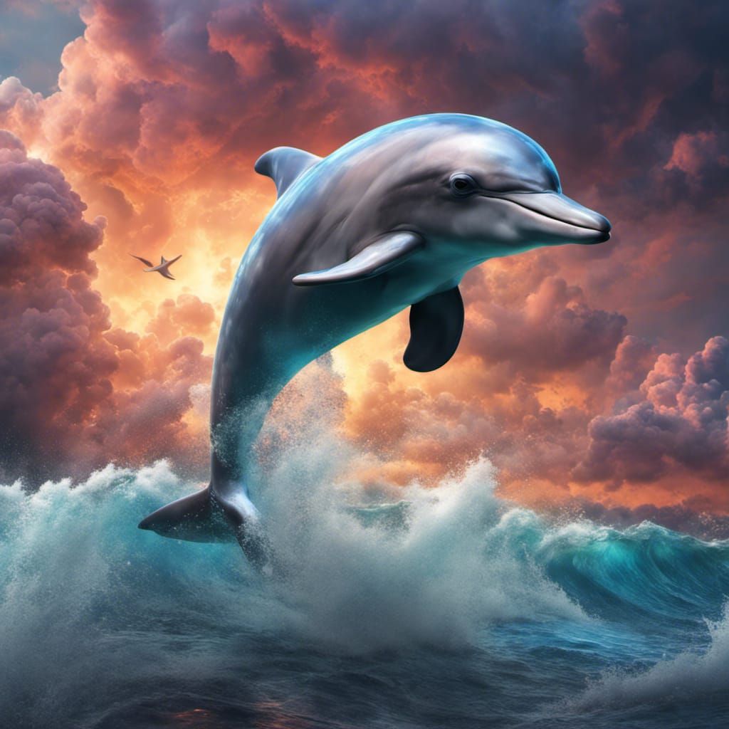 Joyful Dolphin Leaping in Color Explosion