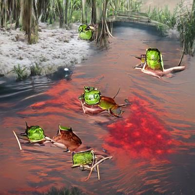 Bloody Frogs in a Swamp: A Dark Fantasy Scene
