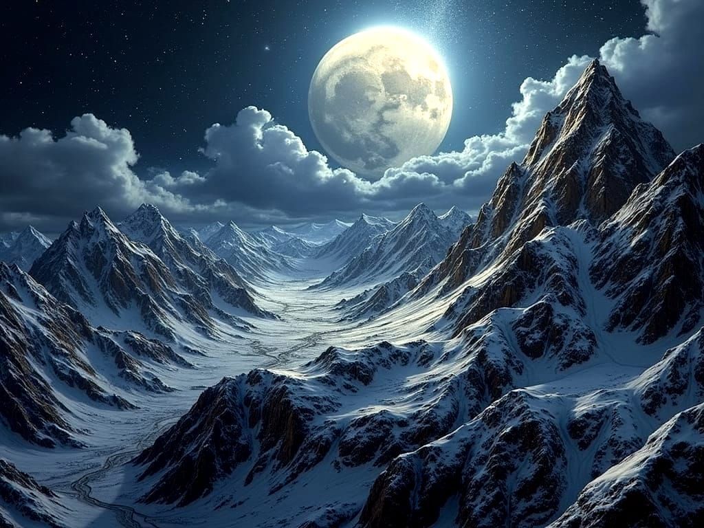 Snow covered blue mountains