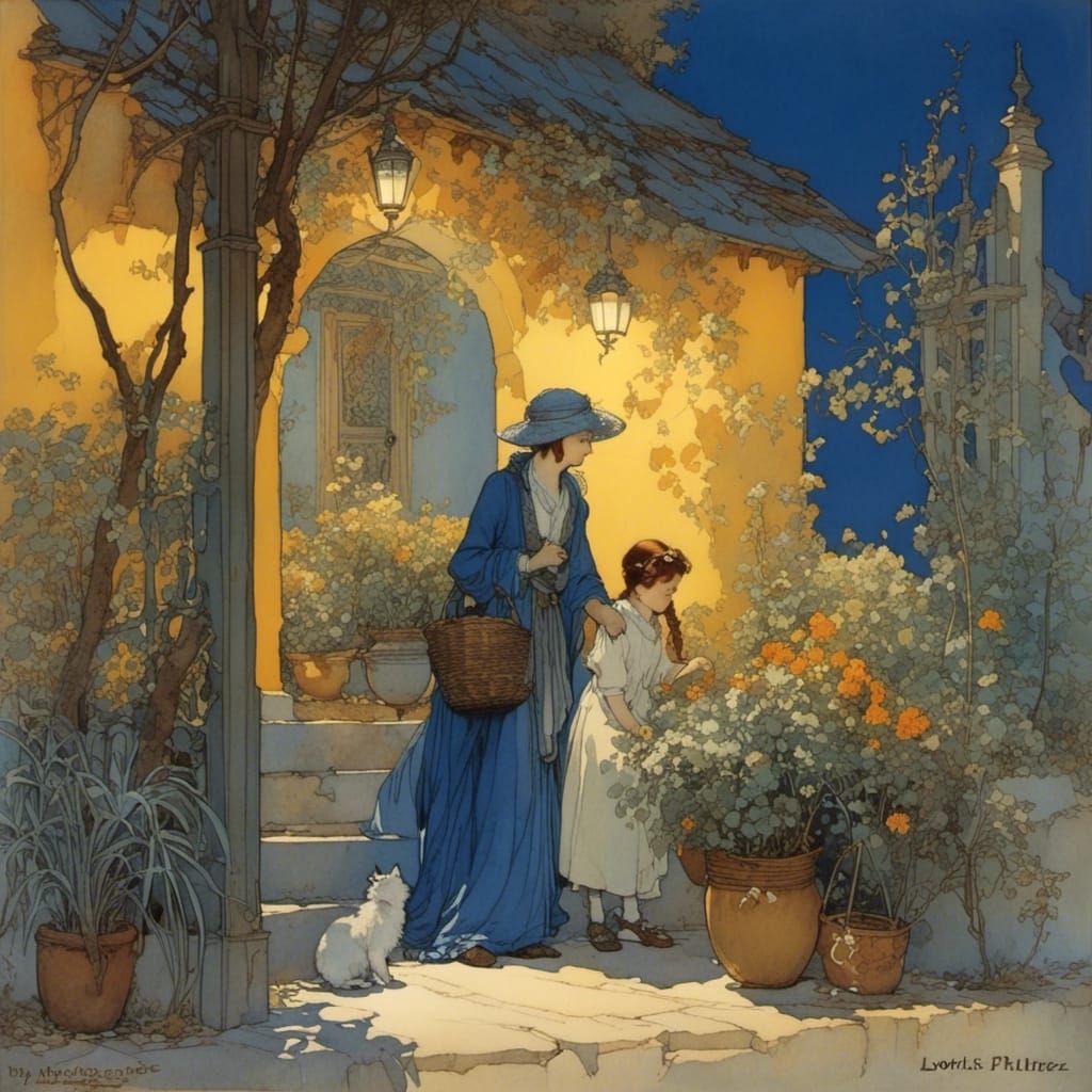 Nostalgic Art Nouveau Scene from a Past World