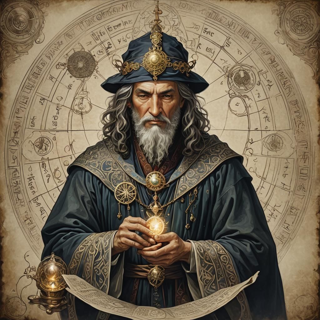 Mystical Male Figure of Knowledge and Magic