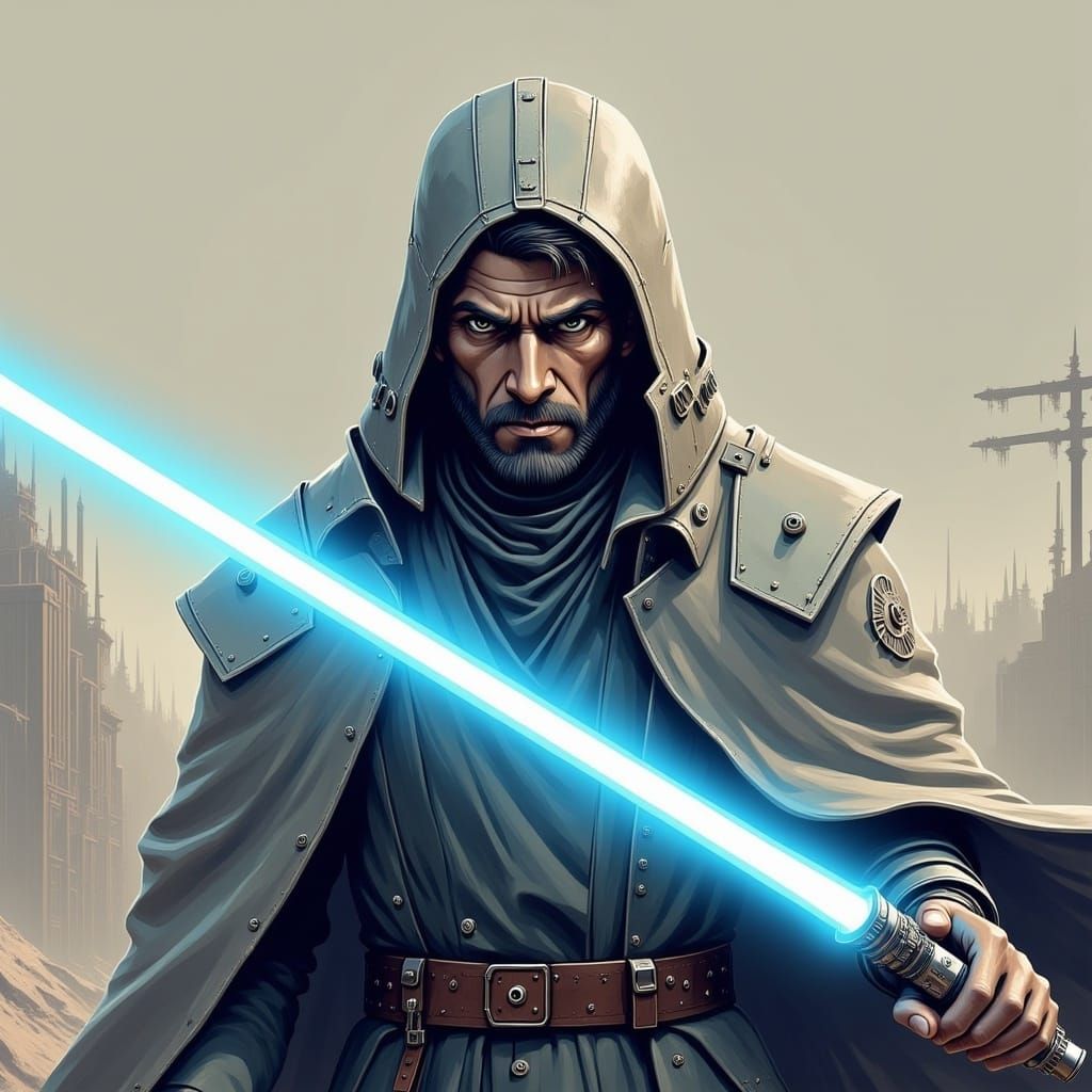 Obi-Wan Kenobi with Lightsaber in Dieselpunk Style