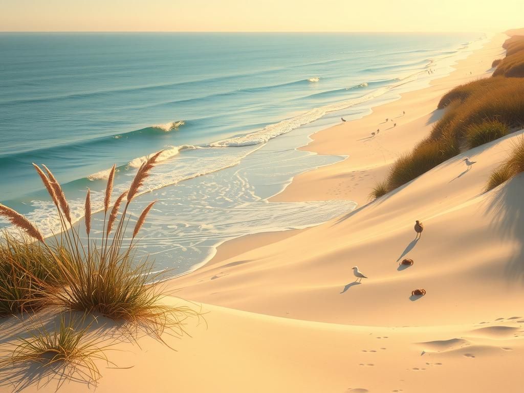 Serene Coastal Landscape with Dunes in Impressionist Style