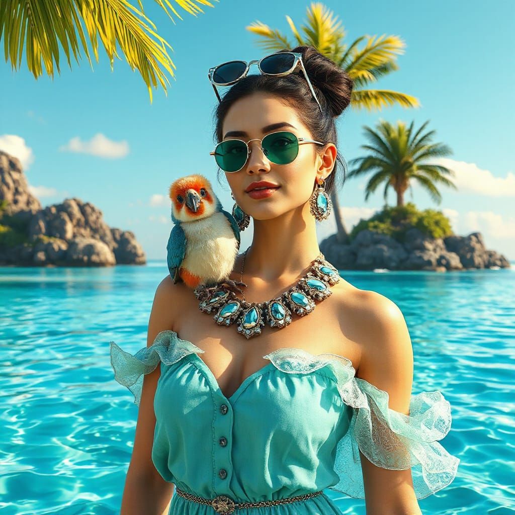 Turquoise Island Fashionista in 3D Render