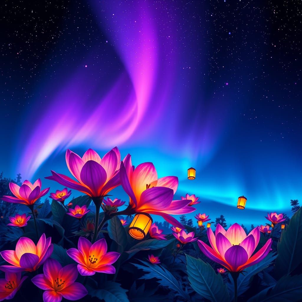 Surreal Aurora Bloom Under Ethereal Lights