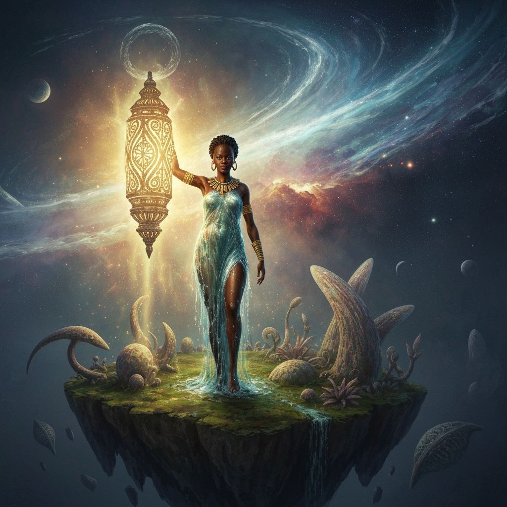 Hyperrealistic African Goddess in Cosmic Nebula