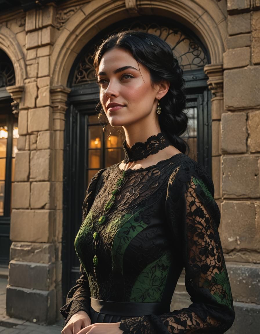 Victorian Woman in Train Station: Photorealistic Portrait