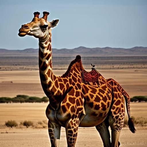 Whimsical Camel Giraffe Hybrid in Photo