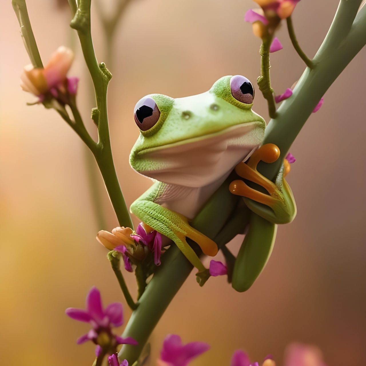 Realistic Kermit Treefrog in Holographic Rainbow Field