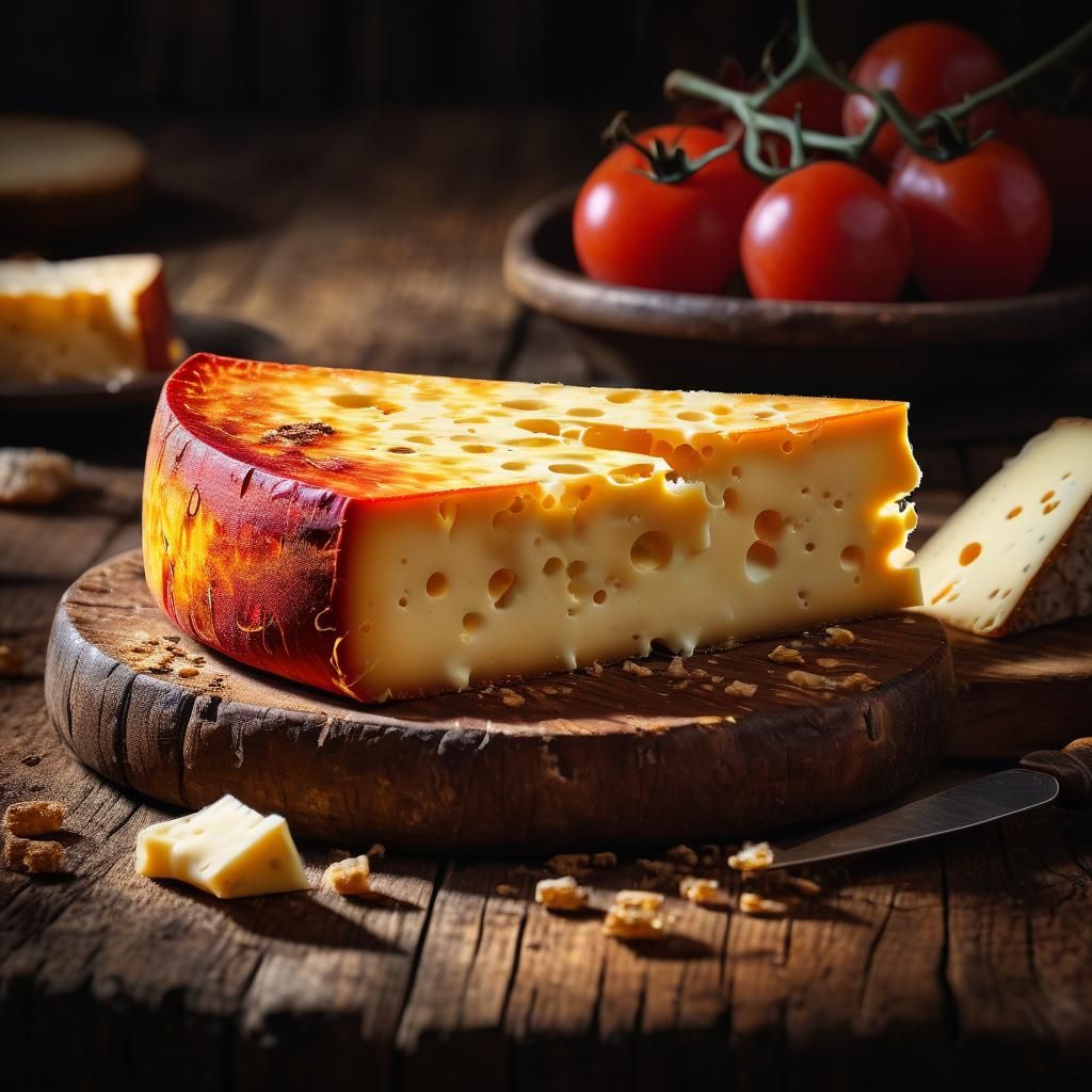 Red Cheese Slice Still Life in Rembrandt Style